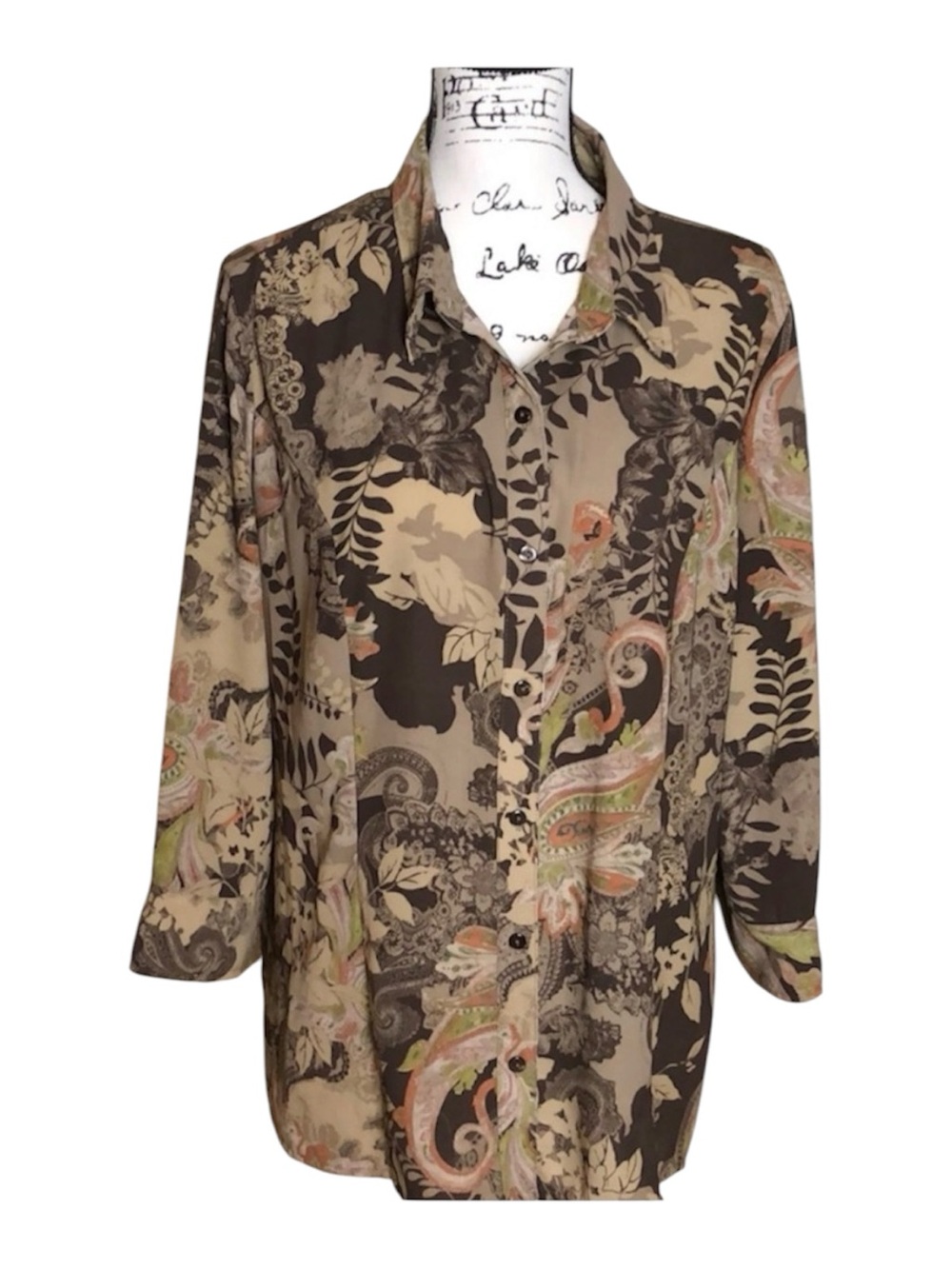 Laura Scott | Long Sleeve Floral Button Down Top Size XL